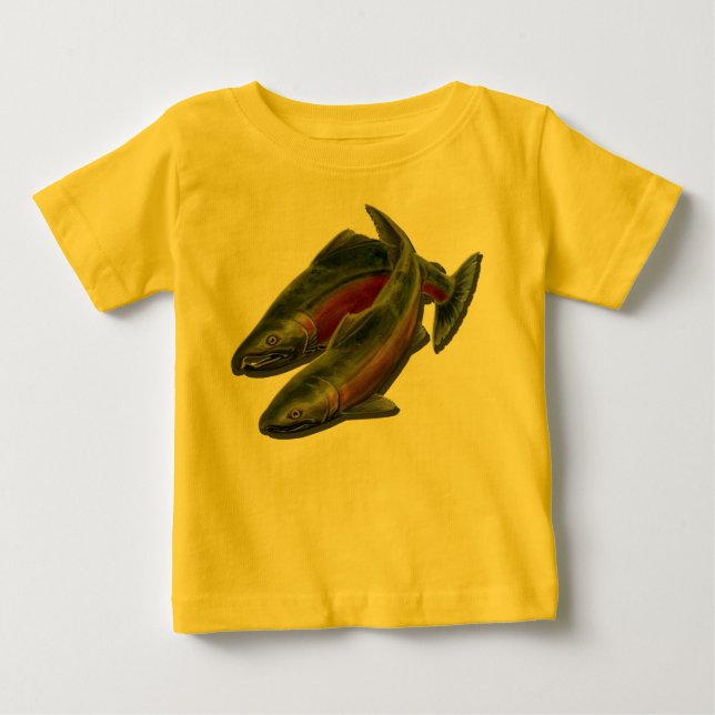 Baby-Fischen-T - Shirt-Babycoho-Lachs-Fisch-Shirts Baby T-shirt (Vorderseite)