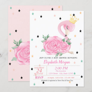 Baby Flamingo, Sterne, Prinzessin  Babyparty Einladung