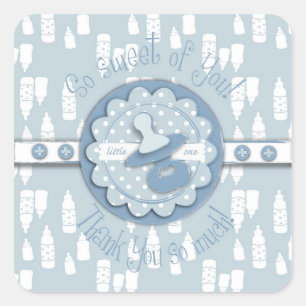 Baby-Flasche u. Schnuller-Baby-Dusche Quadratischer Aufkleber