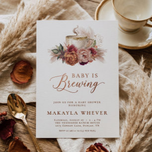 Baby Floral Baby ist Kaffee am Brauen Baby Shower Einladung