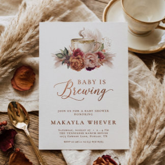 Baby Floral Baby ist Kaffee am Brauen Baby Shower Einladung