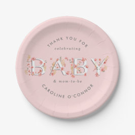 BABY Floral Garden Baby Dusche Pink Pappteller