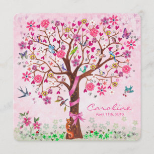 Baby Flower Tree of Life   Fille faire-part de nai