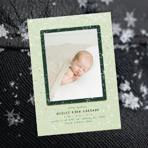 Baby Flurry Vertikale Geburtsankündigung Einladung