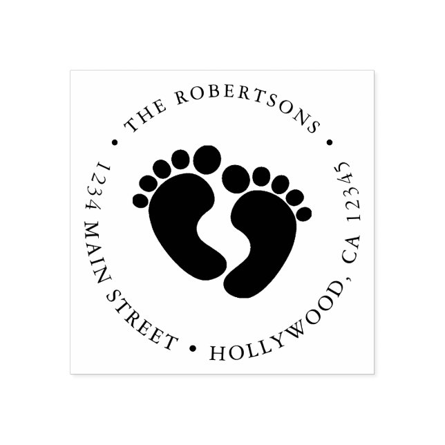 Baby Foot Print Rücksendeadresse Gummi Briefmarke Gummistempel (Prägung)