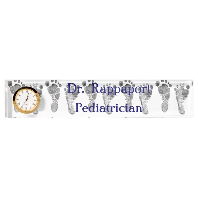 Baby Foot Prints Desk Namplate Namensplakette (Vorderseite)