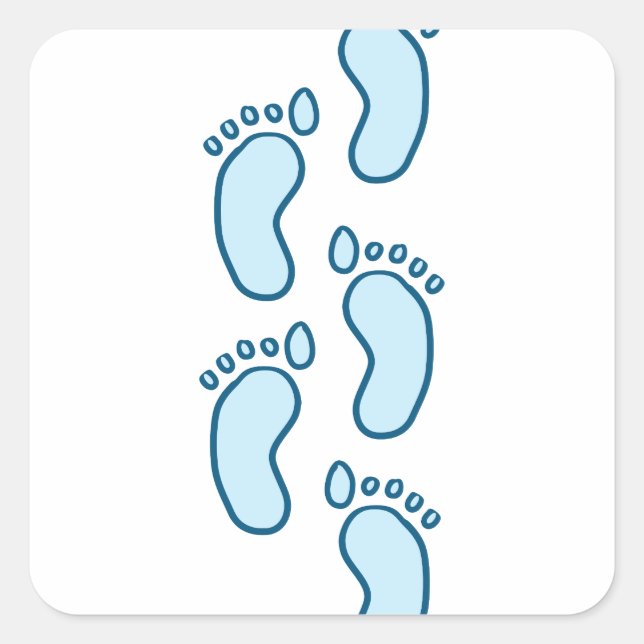 Baby Foot Steps Quadratischer Aufkleber (Vorderseite)