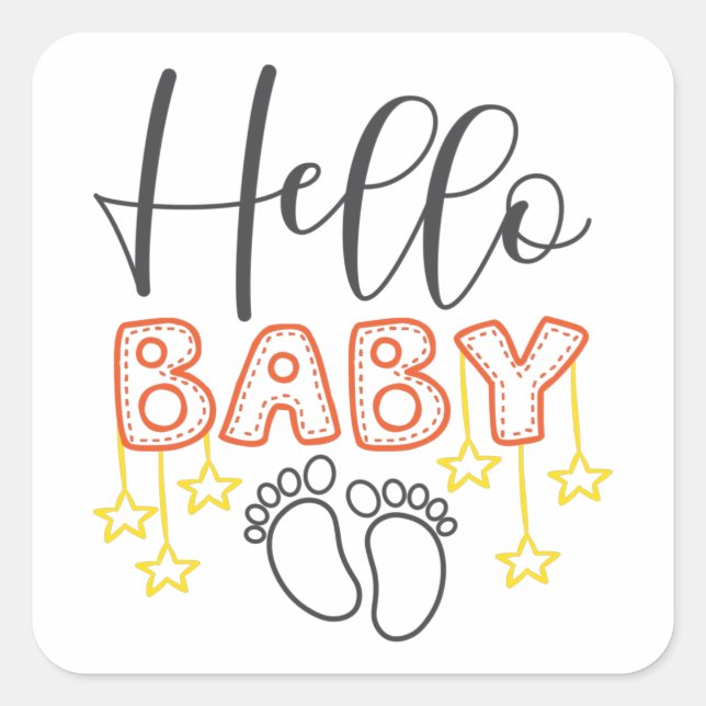 Baby Footprints Quadratischer Aufkleber (Vorderseite)