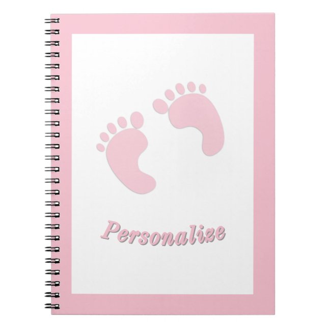 Baby Footprints Säugling Girl Pink Tiny Feet Kinde Notizblock (Vorderseite)