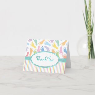 Baby Footprints Vielen Dank Note Card Dankeskarte