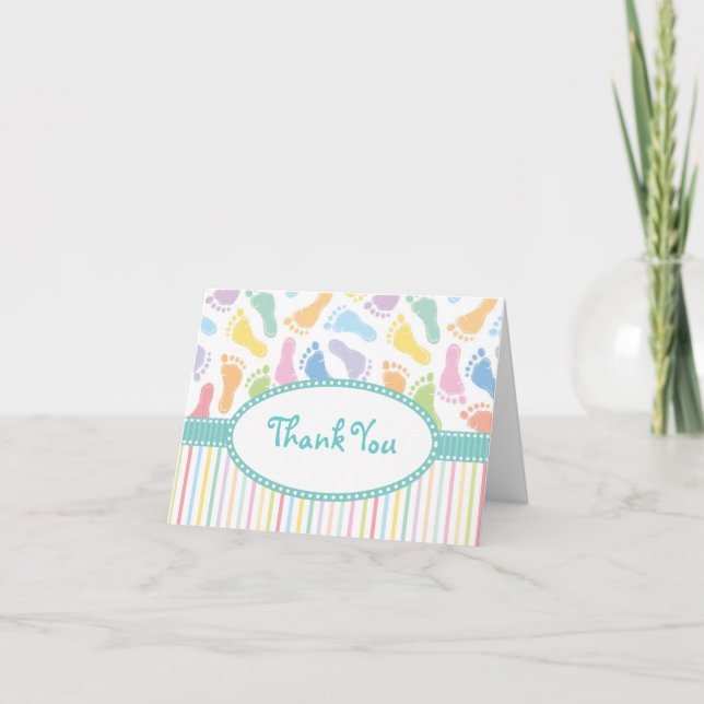Baby Footprints Vielen Dank Note Card Dankeskarte (Vorderseite)