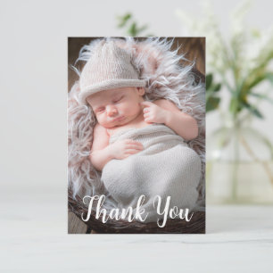 Baby-Foto-Ankündigung handgeschriebene Schrift Dankeskarte