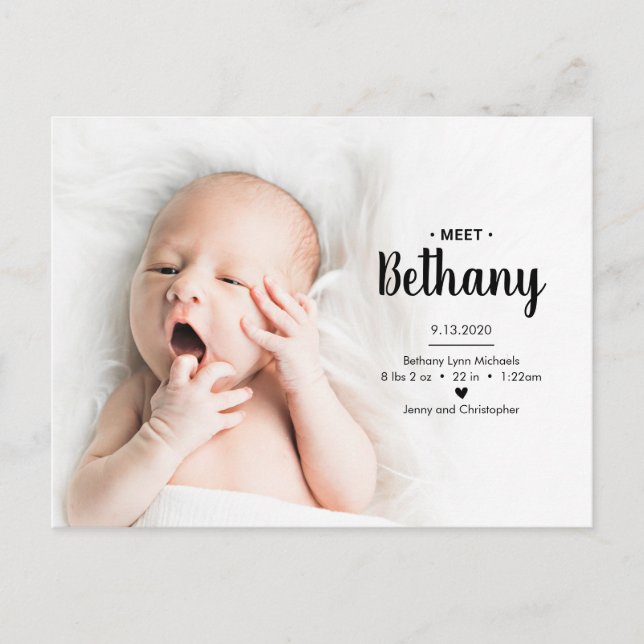 BABY FOTO-ANKÜNDIGUNG | Polka Dots Postkarte (Vorderseite)