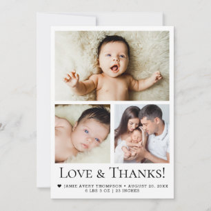 Baby Foto Birth Ankündigung Liebe und Danke
