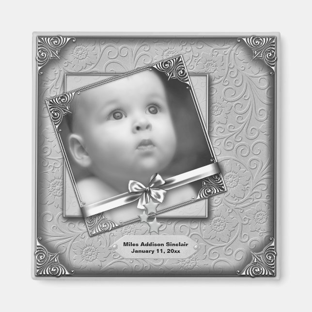 Baby Foto Birth Announcement Magnete Magnet (Vorne)