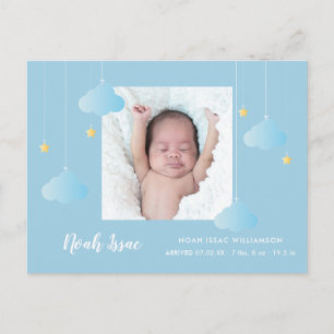 Baby-Foto Blau Zwinkern Zwinkern Junge Geburt  Ankündigungspostkarte