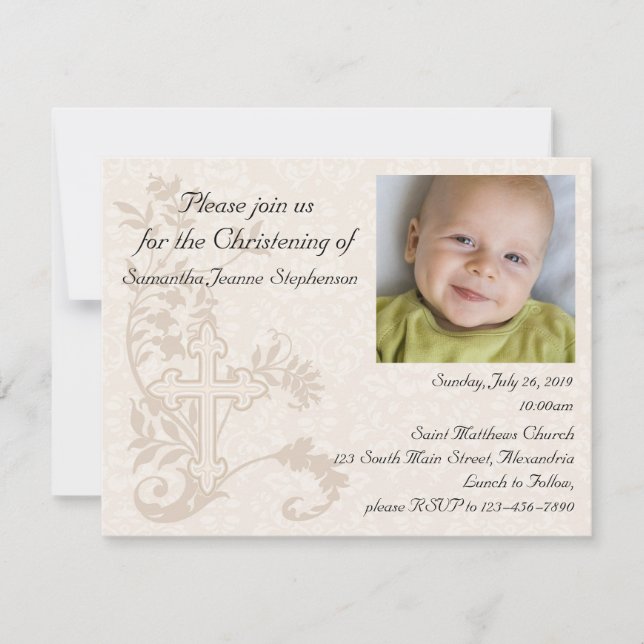 Baby Foto Christening Einladung (Vorderseite)