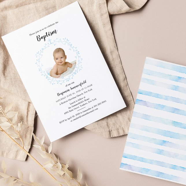 Baby-Foto Christliche Taufe Religiöse Veranstaltun Einladung (Cute Baby Photo Baptism Invitation)