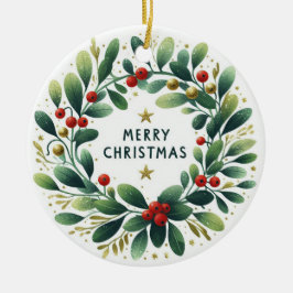 Baby Foto Christmas Mistletoe Wreath Keramik Ornament