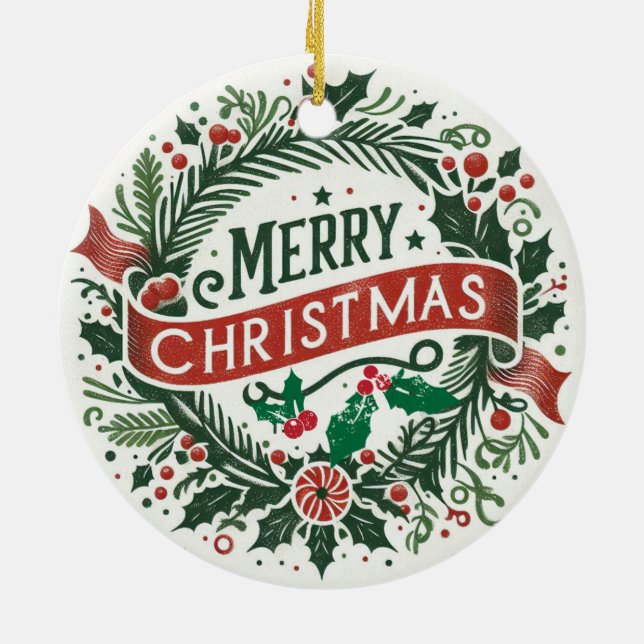 Baby Foto Christmas Mistletoe Wreath Keramik Ornament (Hinten)