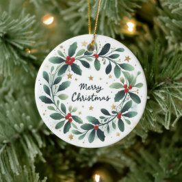 Baby Foto Christmas Mistletoe Wreath Keramik Ornament