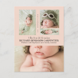 Baby Foto Collage Moderne Geburtsankündigung Ankündigungspostkarte