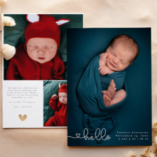 Baby Foto Collage Moderne Herzkalligraphie Geburt Ankündigung