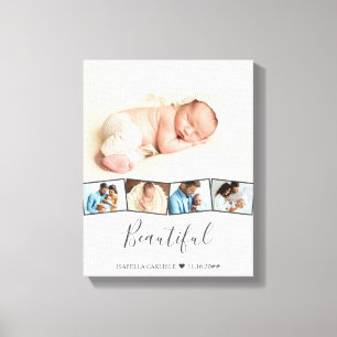 Baby-Foto-Collage Zickzack-Bildstreifen Benutzerde Leinwanddruck
