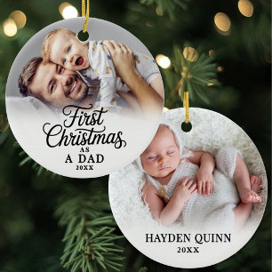 Baby-Foto Erstes Weihnachten als Papa Keramik Ornament