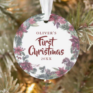 Baby-Foto erstes Weihnachten Florales Weihnachtsfe Ornament
