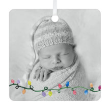 Baby FOTO First Christmas NAME Year Lights Art