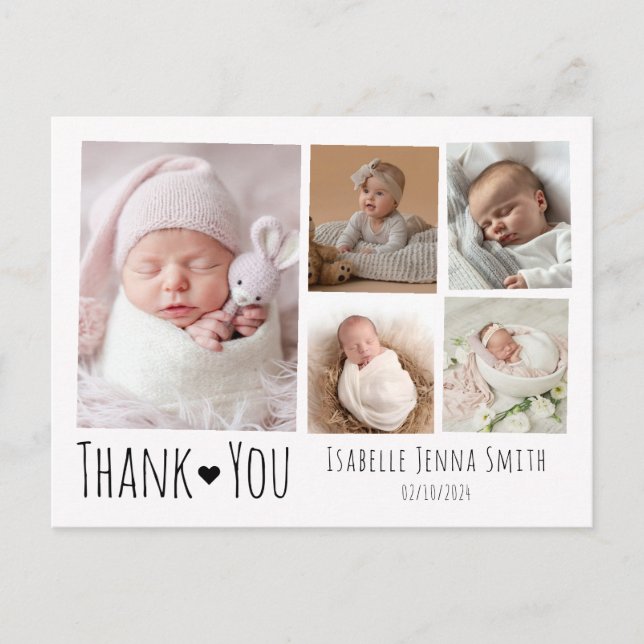 Baby Foto Geburtsankündigung Karte Foto Collage (Vorderseite)
