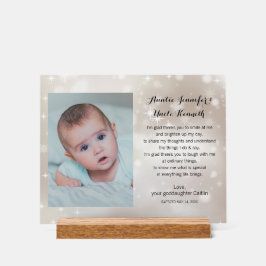 Baby Foto Godmateltern Gedicht auf Gold Stars Acrylschild