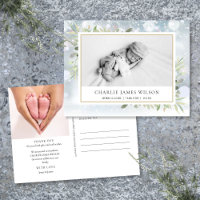 Baby Foto Greenery Snow Winter Birth Vielen Dank