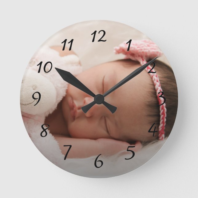 Baby Foto Kinderzimmer Runde Wanduhr (Vorderseite)
