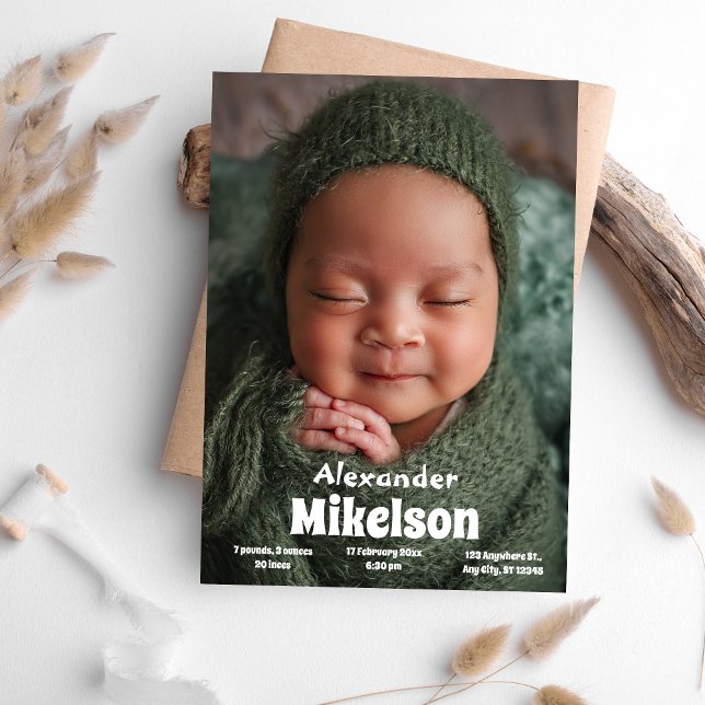 Baby Foto Moderne Geburt Ankündigung (Von Creator hochgeladen)