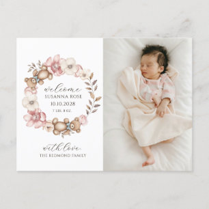 Baby Foto Moderne Geburt Ankündigungspostkarte
