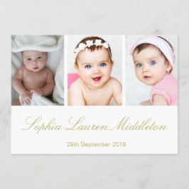 Baby Foto Modernes goldfarbenes Geburtsdatum Einladung