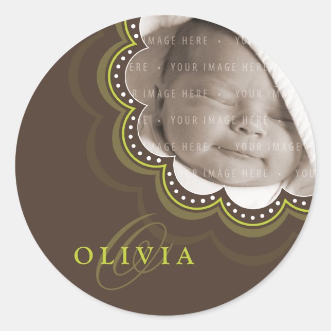 BABY FOTO NAME STICKER :: Süßblüte 8 (Vorderseite)