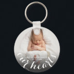 Baby Foto Personalisiert Schlüsselanhänger<br><div class="desc">Auf diesem Schlüsselanhänger sind das Telefon,  der Name und der Text "UNSERE HERZEN" in schicken weißen Texten dargestellt. Schaffen Sie sich selbst oder geben Sie jemandem,  den Sie Liebe. WEITERE Designs in unserer Sammlung.</div>