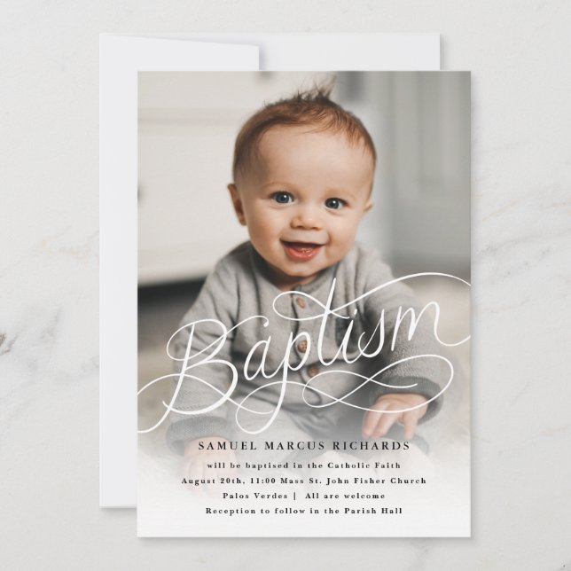 Baby Foto Taufe Einladung (Vorderseite)