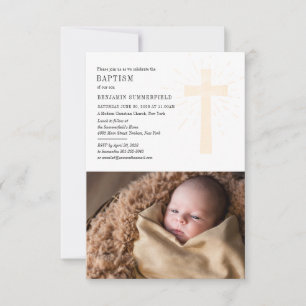 Baby Foto Taufe Elegantes Kirchenereignis Einladung