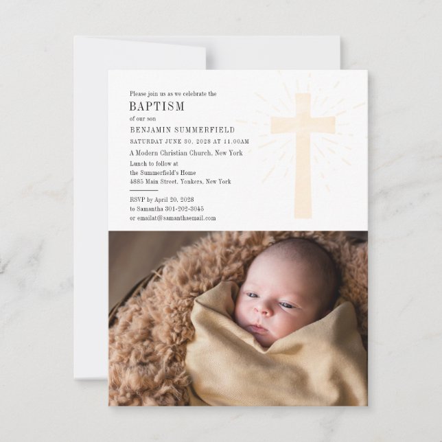 Baby Foto Taufe Religiöse Zeremonie Custom Einladung (Vorderseite)