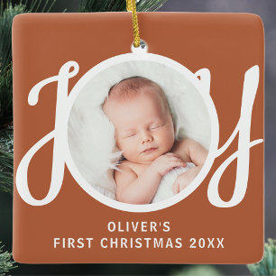 Baby-Foto-Terracotta zum ersten Weihnachten Keramikornament