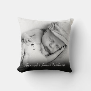 Baby-Foto und Schriftname Kissen
