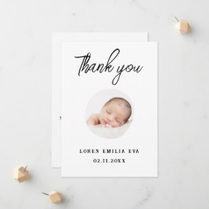 Baby Foto von Thank You Script Heart Birth Ankündigung