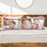Baby Foto ZigZag Picture Montage Personalisiert Seitenschläferkissen<br><div class="desc">Kreieren Sie Ihr eigenes, einzigartiges Kissen mit 3 Ihrer Lieblings-Babybilder. Die Bildvorlage ist ein Set bis zur Erstellung der Foto-Collage in einer subtilen Zickzack-Montage. Ihre Fotos werden im Landschaftsformat dargestellt und mit einem schmalen grauen Rahmen gerahmt. Sie können auch den Namen und das Geburtsdatum des Babys (oder einen anderen benutzerdefinierten...</div>