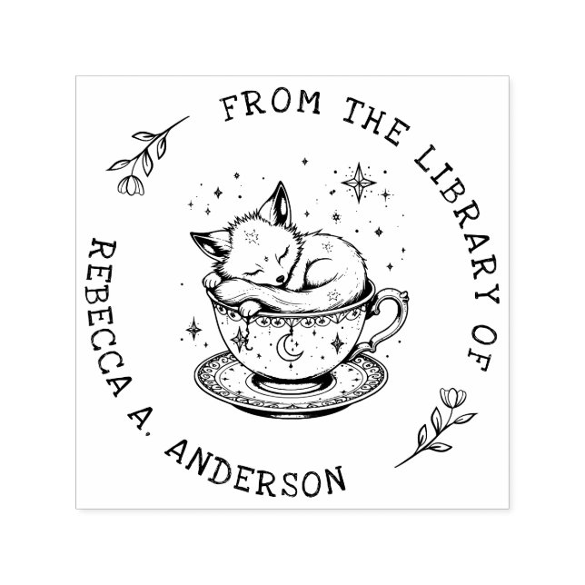 Baby Fox Cub Schlafen in einer Magischen Teacup Bi Permastempel (Design)