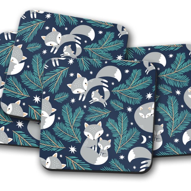 Baby Fox Gray Christmas | Set für Weihnachten Unte Getränkeuntersetzer (Von Creator hochgeladen)