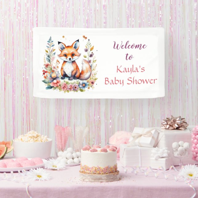 Baby Fox in Blume Begrüßungsdusche Banner (Party)
